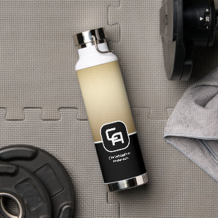 Bouteille D'eau Monogramme d'or métallique