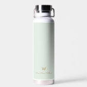 Bouteille D'eau Monogramme d'or moderne Sage Green (Arrière)