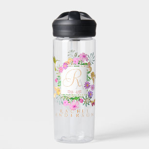 Bouteille D'eau Monogramme du jardin floral