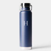 Bouteille D'eau Monogramme Élégant Classique Navy (Arrière)