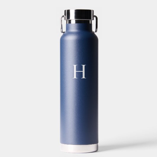 Bouteille D'eau Monogramme Élégant Classique Navy (Avant)