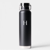 Bouteille D'eau Monogramme Élégant Classique Noir (Arrière)