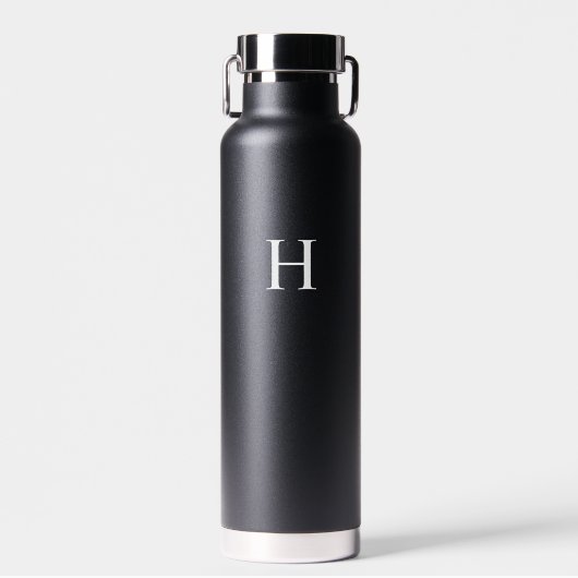Bouteille D'eau Monogramme Élégant Classique Noir (Avant)