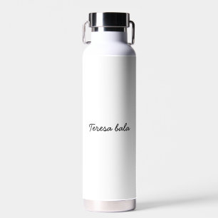 Bouteille D'eau Monogramme Élégant Moderne Minimaliste Écriture Bl