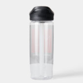Bouteille D'eau Monogramme Elegant Red Grey Ajouter Nom Initiales (Arrière)