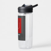 Bouteille D'eau Monogramme Elegant Red Grey Ajouter Nom Initiales (Gauche)