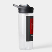Bouteille D'eau Monogramme Elegant Red Grey Ajouter Nom Initiales (Droite)