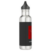 Bouteille D'eau Monogramme Elegant Red Grey Ajouter Nom Initiales (Gauche)