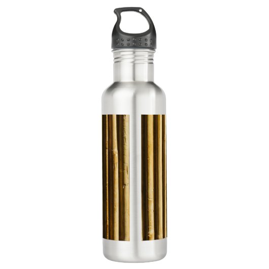 Bouteille D'eau Monogramme en bambou rustique Lignes verticales Mo (Dos)