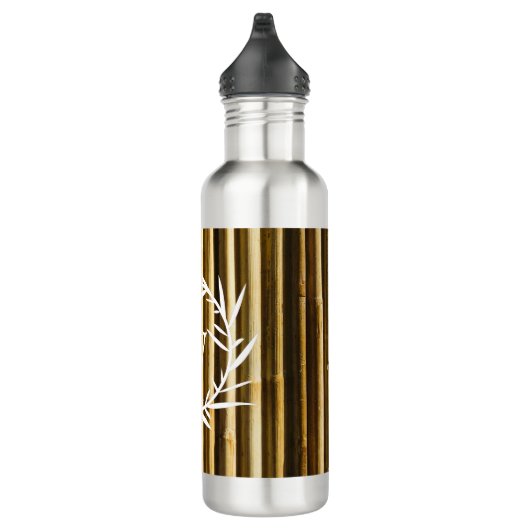 Bouteille D'eau Monogramme en bambou rustique Lignes verticales Mo (Droite)