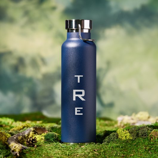 Bouteille D'eau Monogramme en gras sur bleu (Extérieur)