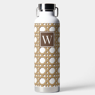 Bouteille D'eau Monogramme en lattis de rotin kaki prépa