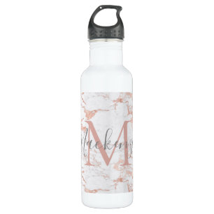 Bouteille D'eau Monogramme en marbre or Rose de luxe