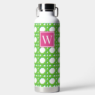 Bouteille D'eau Monogramme en treillis de rotin vert citron prépar