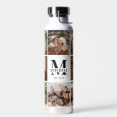 Bouteille D'eau Monogramme et collage photo personnalisé moderne (Gauche)