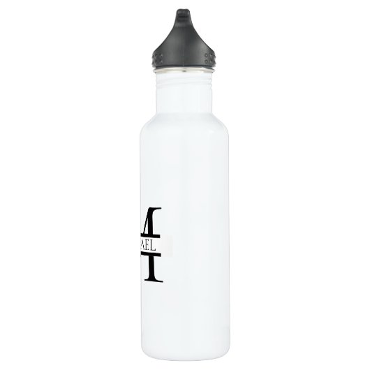 Bouteille D'eau Monogramme et nom Elégant Personnalisé Blanc (Droite)