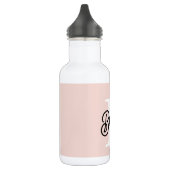 Bouteille D'eau Monogramme et nom personnalisé moderne Pastel Pink (Gauche)