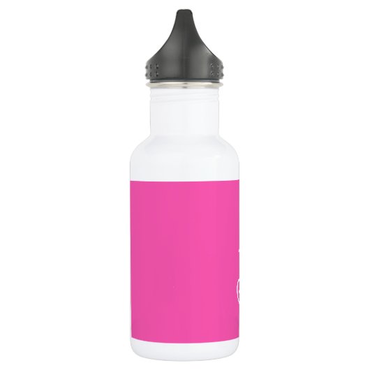 Bouteille D'eau Monogramme et nom personnalisés Hot Pink moderne (Gauche)