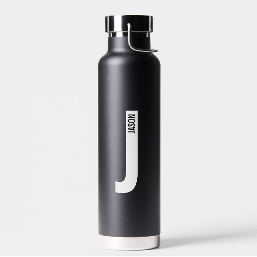 Bouteille D'eau Monogramme et nom personnalisés modernes (Gauche)
