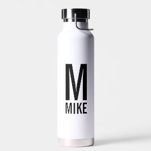 Bouteille D'eau Monogramme et nom personnalisés modernes