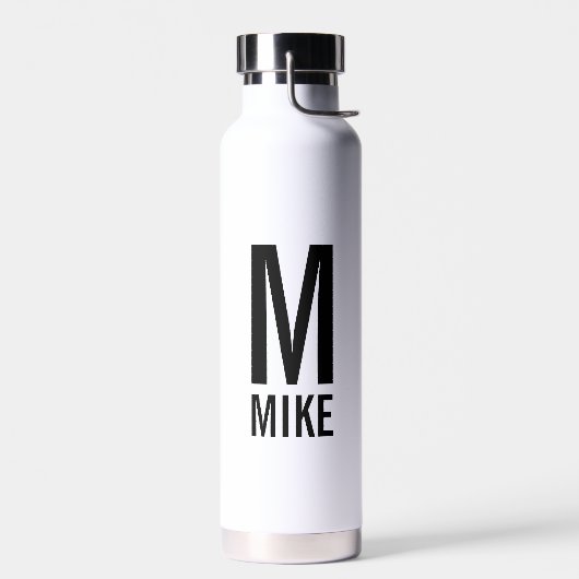 Bouteille D'eau Monogramme et nom personnalisés modernes (Gauche)