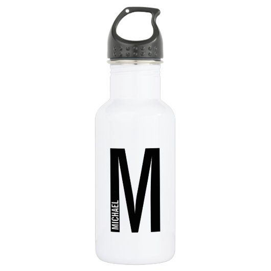 Bouteille D'eau Monogramme et nom personnalisés modernes (Devant)