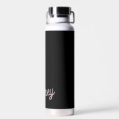 Bouteille D'eau Monogramme et nom rose pâle moderne (Arrière)