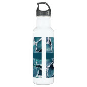 Bouteille D'eau Monogramme Feuille turquoise et blanc (Dos)