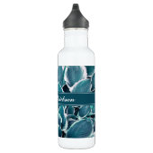 Bouteille D'eau Monogramme Feuille turquoise et blanc (Droite)