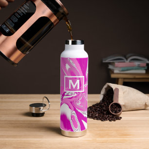 Bouteille D'eau Monogramme Fille Nuances De Fuchsia Rose Art Moder