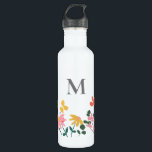 Bouteille D'eau Monogramme Fleur Art Personnalisé<br><div class="desc">Faites de l'hydratation plus délicieuse avec notre Bouteille d'eau personnalisée Monogramme rose jaune bleu bleu. Cette bouteille chatoyante et élégante présente un magnifique design floral dans les tons rose, jaune et bleu, ajoutant une touche d'élégance à votre quotidien. Personnalisez la bouteille avec votre monogramme pour la rendre unique. Que vous...</div>