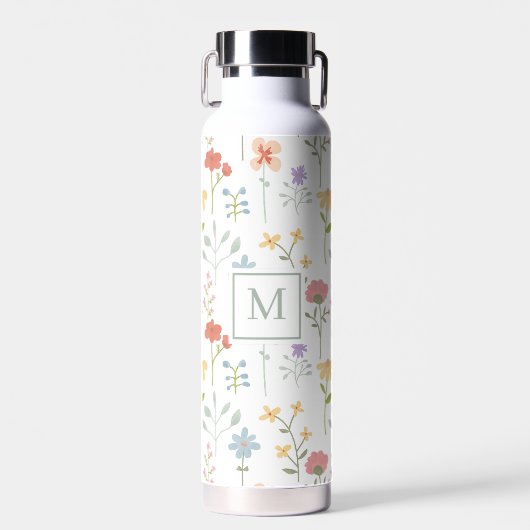 Bouteille D'eau Monogramme fleur sauvage Floral (Avant)