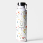 Bouteille D'eau Monogramme fleur sauvage Floral (Arrière)