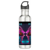 Bouteille D'eau Monogramme Fleurs de couleurs vives dans un panier (Devant)