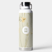 Bouteille D'eau Monogramme floral moderne clair jaune vert grand (Plage)