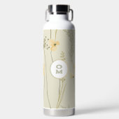 Bouteille D'eau Monogramme floral moderne clair jaune vert grand (Avant)