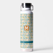 Bouteille D'eau Monogramme floral personnalisé et nom (Arrière)