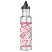 Bouteille D'eau Monogramme Floral Rose Lumière Moderne Avec Nom (Gauche)