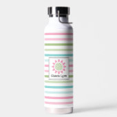 Bouteille D'eau Monogramme florale à rayures pastel (Gauche)