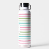 Bouteille D'eau Monogramme florale à rayures pastel (Arrière)