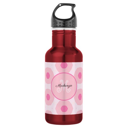 Bouteille D'eau Monogramme Géométrique à Cercles et Points Roses M (Devant)