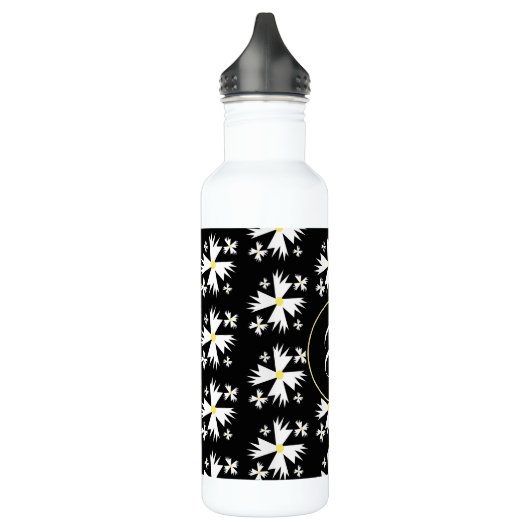 Bouteille D'eau Monogramme géométrique blanc marguerite (Gauche)