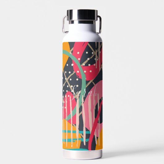 Bouteille D'eau Monogramme géométrique coloré Abstrait Design (Avant)