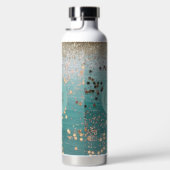 Bouteille D'eau Monogramme Gold Stars sur Turquoise (Droite)