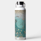 Bouteille D'eau Monogramme Gold Stars sur Turquoise (Plage)