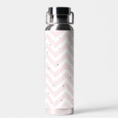 Bouteille D'eau Monogramme gris et chevron rose pastel et points (Arrière)