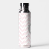 Bouteille D'eau Monogramme gris et chevron rose pastel et points (Plage)