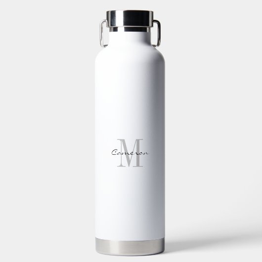 Bouteille D'eau Monogramme gris initial et nom personnalisé (Avant)