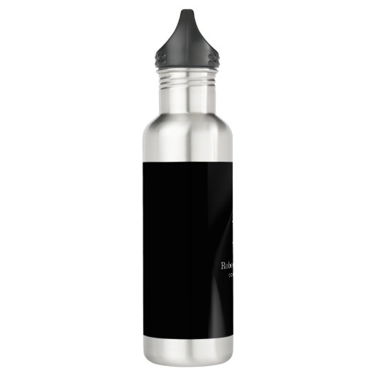 Bouteille D'eau Monogramme gris moderne clair Nom initial (Gauche)