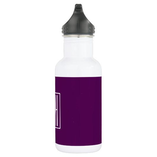 Bouteille D'eau Monogramme initial | Blanc Sur Violet Profond (Droite)
